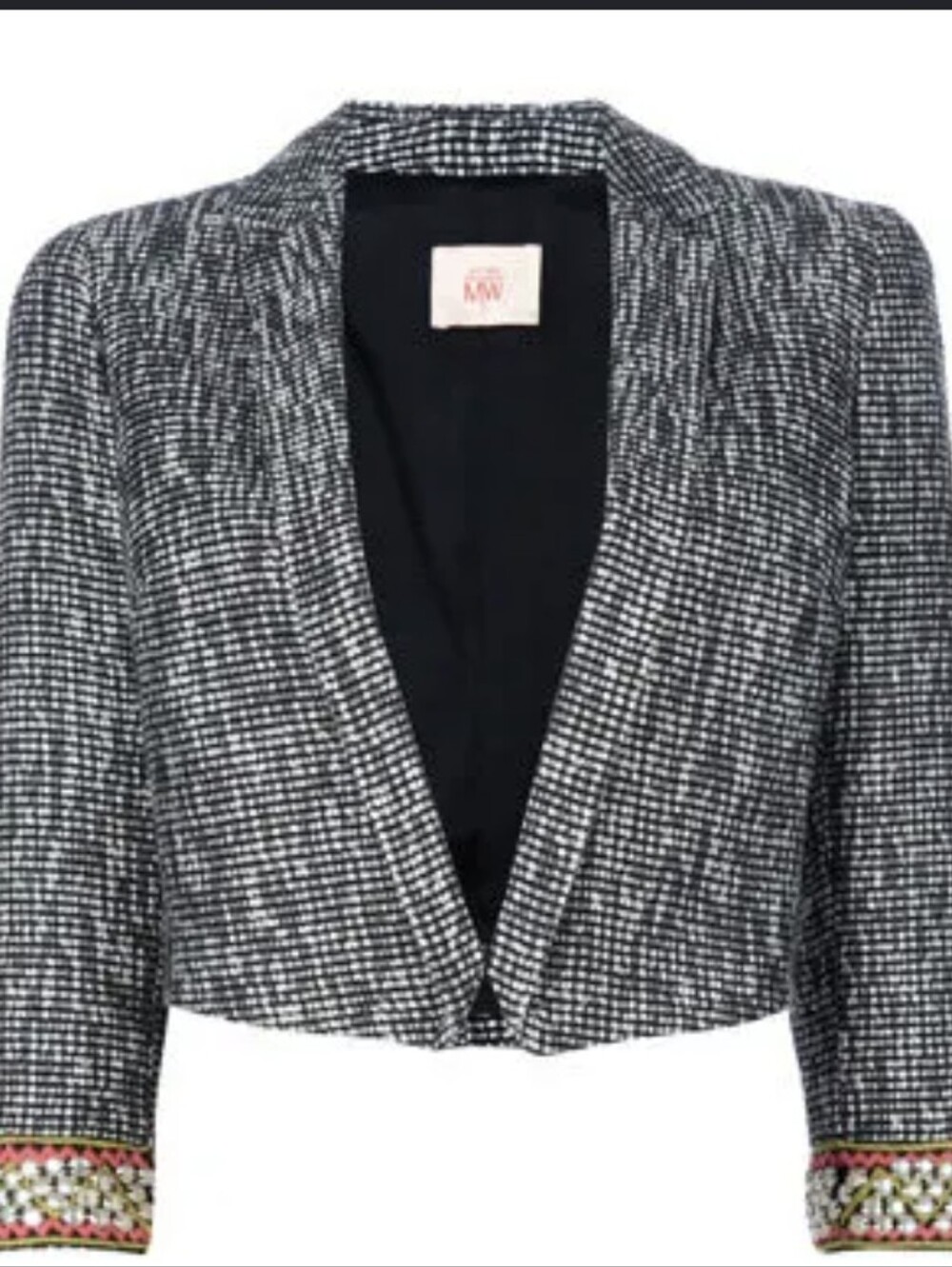 Matthew Williamson Tweed Cropped Bolero Blazer with Embellished Cuffs